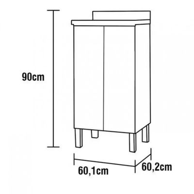 Balcão Línea com 1 Porta e 1 Prateleira 60cm de Largura Bartira Grafite