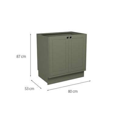 Balcão de Cozinha sem Tampo Évora 2 PT Verde Hill 80 cm