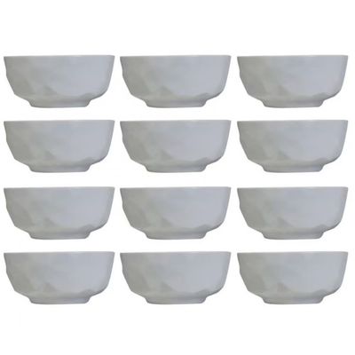 Conjunto com 12 Tigelas M Germer Edros em Porcelana 600ml Branco