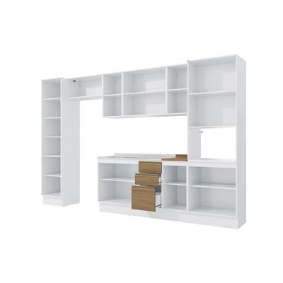 Cozinha Modulada Celeste Kappesberg 100% MDF Branco/Nogueira 8 Peças