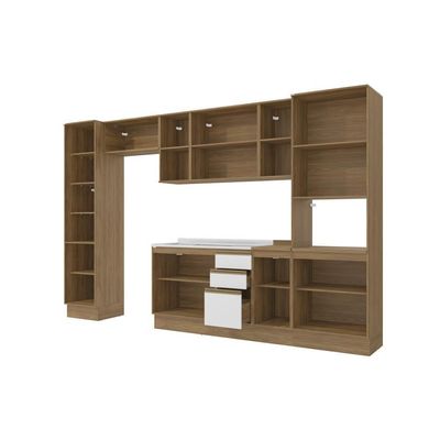 Cozinha Modulada Celeste Kappesberg 100% MDF Nogueira/Branco 8 Peças