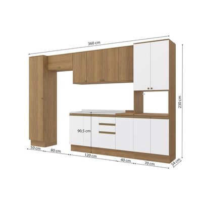Cozinha Modulada Celeste Kappesberg 100% MDF Nogueira/Branco 8 Peças