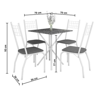 O Conjunto de Mesa Quadrada Brisa com 4 Cadeiras Estofadas Fabone Branco