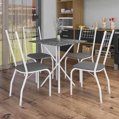O Conjunto de Mesa Quadrada Brisa com 4 Cadeiras Estofadas Fabone Branco