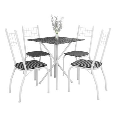 O Conjunto de Mesa Quadrada Brisa com 4 Cadeiras Estofadas Fabone Branco