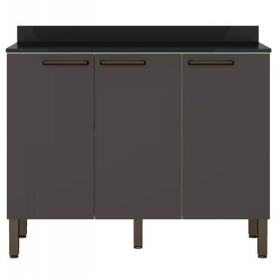 Balcão Triplo Veneza com 3 Portas e 1 Prateleira 108,4cm de largura Bartira Freixo com Grafite