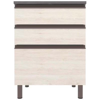 Balcão Bartira Cristal MDP 15mm com 3 Gavetas 60cm de largura Freixo