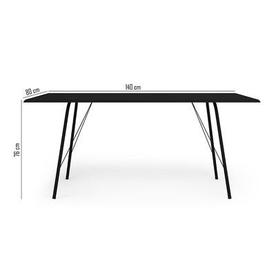 Mesa Sala De Jantar Paraty Preto 140x80cm Tampo Preto