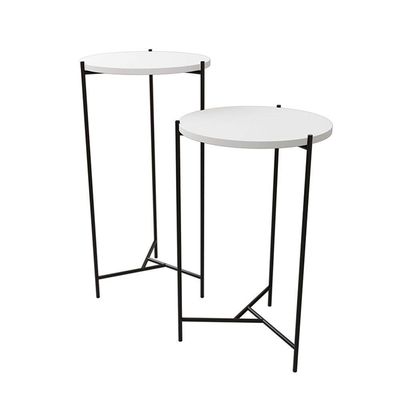 Mesa Lateral Redonda áquila Preta Tampo Branco