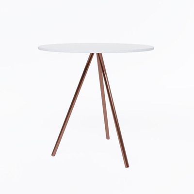 Mesa Lateral Gabriela Tampo Madeira Branco Pés Cobre Branco