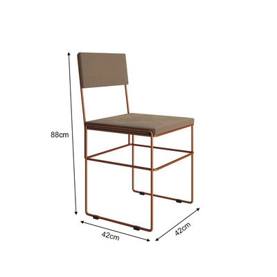 Mesa Jantar Retangular Industrial Trama 1,50x0,90m Preta Com 6 Cadeiras Estofadas Bege E Cobre Vitór Preto