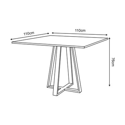 Mesa De Jantar Mônaco 110cm Tampo Branco Pés Preto Branco