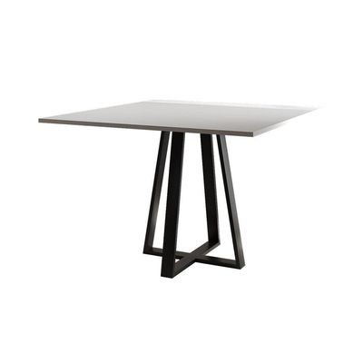 Mesa De Jantar Mônaco 110cm Tampo Branco Pés Preto Branco