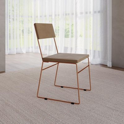 Kit 2 Cadeiras De Jantar Estofada Málaga Base Cobre Veludo Marrom