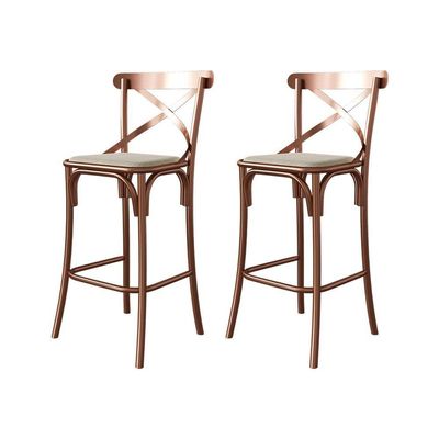 Kit 2 Banquetas Katrina Bar Cozinha Balcão Em Aço Cobre Iron Wood Laranja