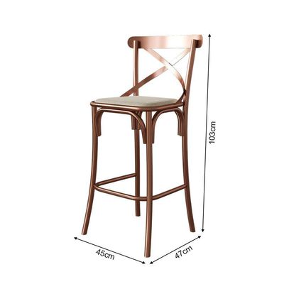 Kit 2 Banquetas Katrina Bar Cozinha Balcão Em Aço Cobre Iron Wood Laranja