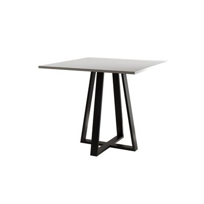 Conjunto De Jantar Mesa Mônaco Premium 90cm Branca Com 4 Cadeiras Estofadas Bege Preto