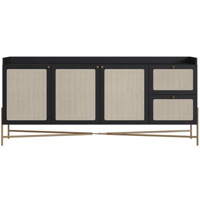 Aparador Buffet Para Sala de Jantar 183cm Industrial Indy A03 Nero Dourado - Lyam Decor