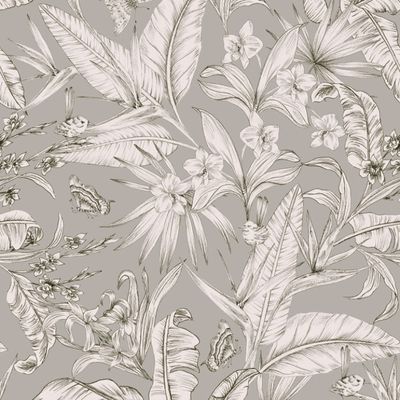 Papel de Parede Botânica HF Folhagem Cinza 81420
