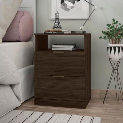 Mesa de Cabeceira Bartira Versatti com 2 Gavetas Café com Bronze