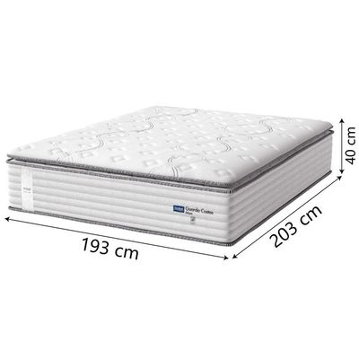 Cama Box Baú Casal King Colchão Molas Guarda Costas Max Com Pillow Branco/cinza