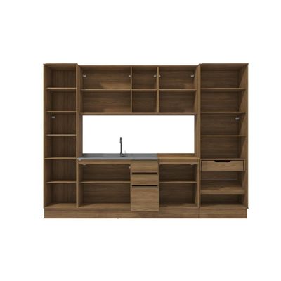 Cozinha Modulada Celeste Kappesberg 100% MDF Nogueira/Azul 7 Peças
