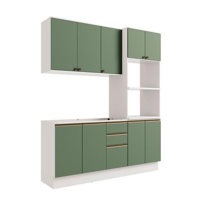 Cozinha Compacta Celeste Kappesberg 100% Mdf Branco/Verde 190cm