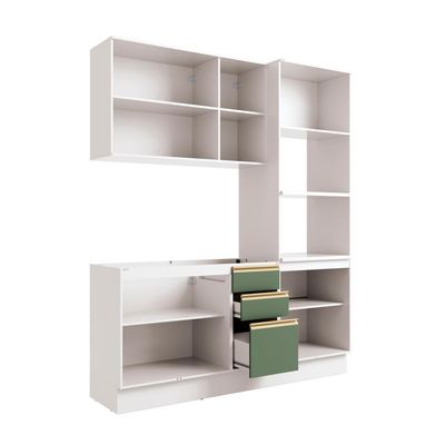 Cozinha Compacta Celeste Kappesberg 100% Mdf Branco/Verde 190cm