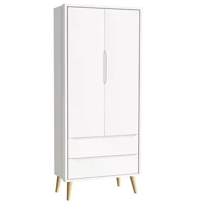 Dormitório Theo 2 Portas E Cômoda 1 Porta Branco Com Pés Madeira Natural Reller Móveis Branco