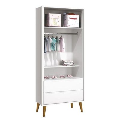 Dormitório Infantil Theo Retrô 2 Portas Cômoda E Berço Branco Fosco Com Pés Amadeirado Reller Móveis Branco Fosco