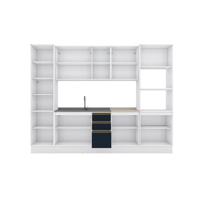 Cozinha Modulada Celeste Kappesberg 100% MDF Branco/Azul 7 Peças