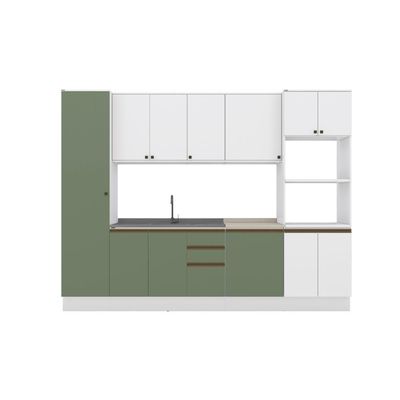 Cozinha Modulada Celeste Kappesberg 100% MDF Branco/Verde 7 Peças
