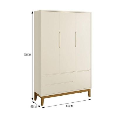 Guarda Roupa Infantil 3 Portas Classic Areia Fosco Com Pés Amadeirado Reller Móveis Areia Fosco