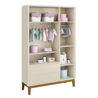 Guarda Roupa Infantil 3 Portas Classic Areia Fosco Com Pés Amadeirado Reller Móveis Areia Fosco