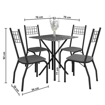 O Conjunto de Mesa Quadrada Brisa com 4 Cadeiras Estofadas Fabone Preto