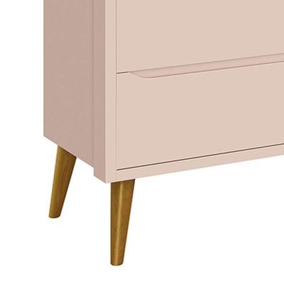 Cômoda Infantil Theo 6 Gavetas Rosa Fosco Com Pés Amadeirado Reller Móveis Rosa Fosco
