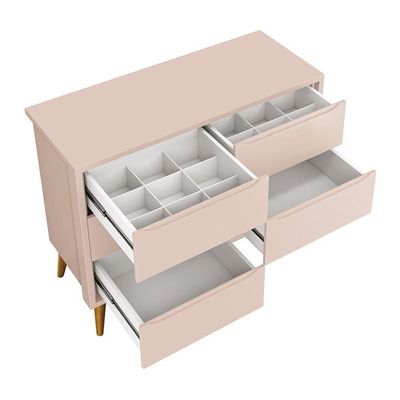Cômoda Infantil Theo 6 Gavetas Rosa Fosco Com Pés Amadeirado Reller Móveis Rosa Fosco