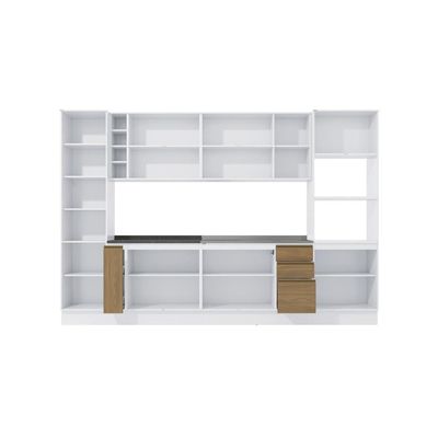 Cozinha Modulada Celeste Kappesberg 100% MDF Branco/Nogueira 9 Peças