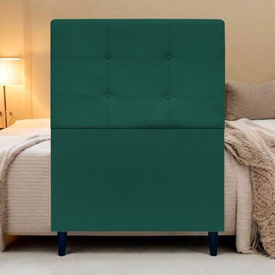 Cabeceira Decorativa Ivy Para Cama De Solteiro 90 Cm Suede Verde, Suede