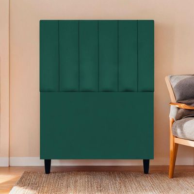 Cabeceira Decorativa Elen Para Cama De Solteiro 90cm Suede Verde, Suede