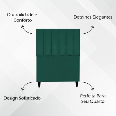 Cabeceira Decorativa Elen Para Cama De Solteiro 90cm Suede Verde, Suede