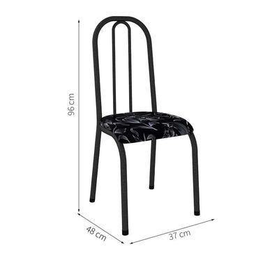 Conjunto de Mesa Miame 110 cm com 4 Cadeiras Madri Preto e Preto Floral
