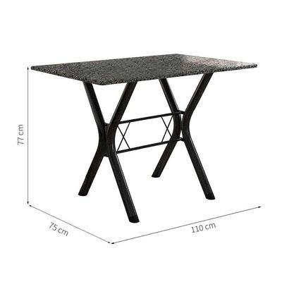 Conjunto de Mesa Miame 110 cm com 4 Cadeiras Madri Preto e Preto Floral