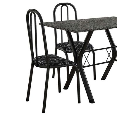 Conjunto de Mesa Miame 110 cm com 4 Cadeiras Madri Preto e Preto Floral