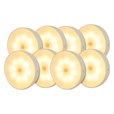 Kit 8 Lâmpada Luminária Sem Fio Recarregável USB Com Sensor de Movimento e Luminosidade