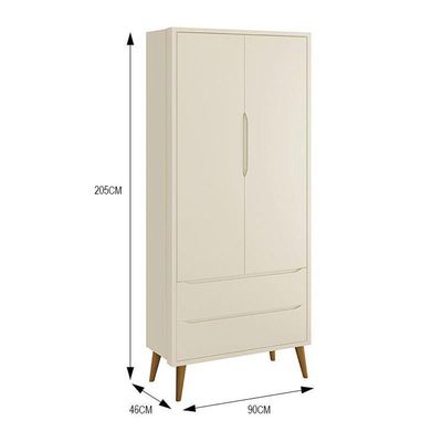 Guarda Roupa Infantil 2 Portas Theo Retrô Areia Fosco Com Pés Amadeirado Reller Móveis Areia Fosco