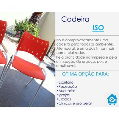 Cadeira Iso para Escola Escritório Comércio Laranja Base Branca