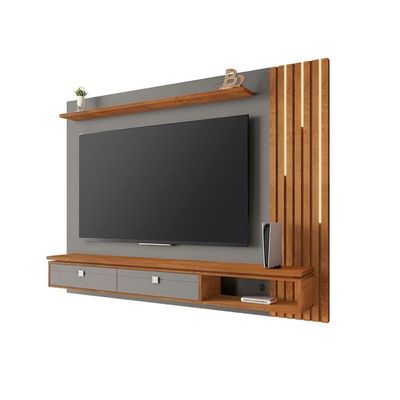 Painel Home Suspenso Ripado Led Tv Até 80 Polegadas Titanium Naturalle Hit Shop Jm