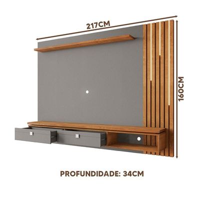 Painel Home Suspenso Ripado Led Tv Até 80 Polegadas Titanium Naturalle Hit Shop Jm