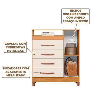 Cômoda Sapateira 4 Gavetas Carvalho Grife Off White Turquídea Shop Jm